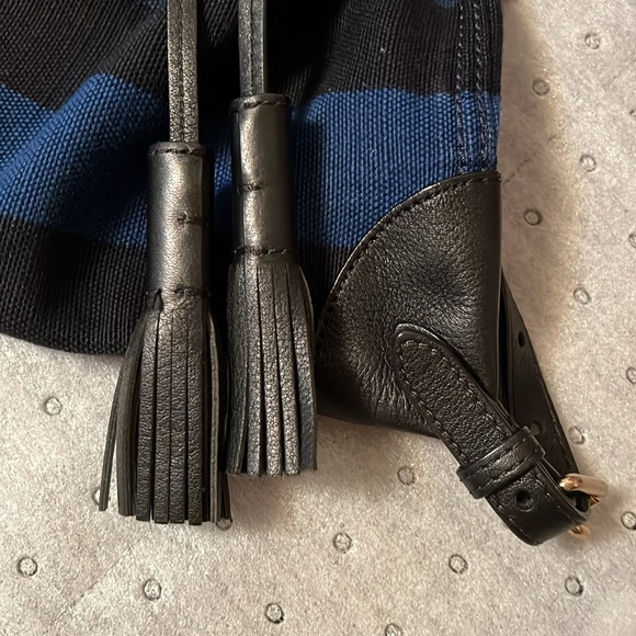 Burberry Medium Canvas Check Overdye Chiltern Backpack in Ultramarine Blue/Gold - Picture 9 of 11